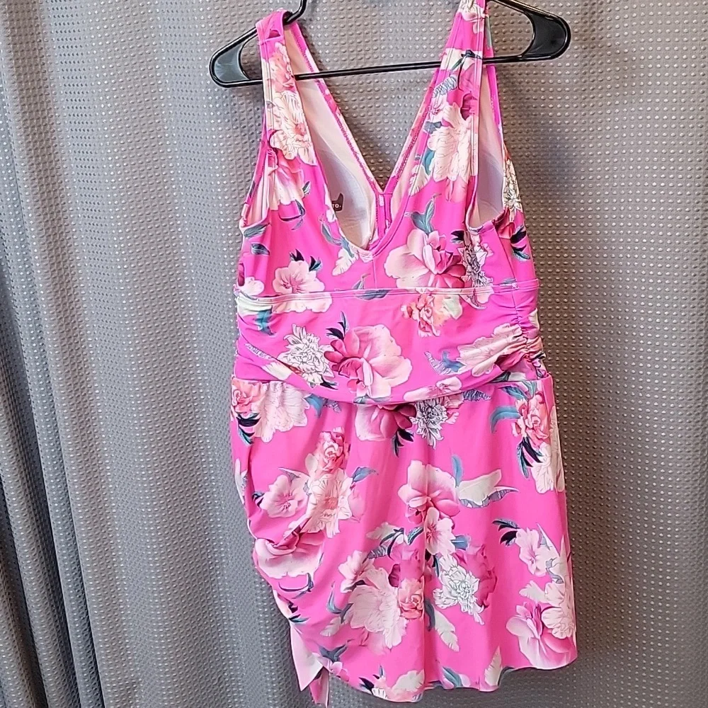 Torrid Size 1 Swim Dress Floral Side Tie - Picture 4 of 7